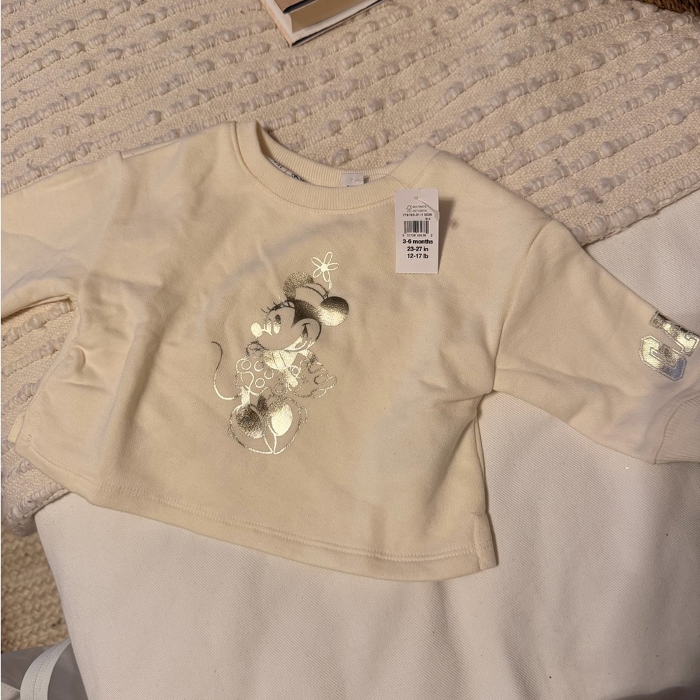 GAP Cream Long Sleeve Kids Top with Silver Character Design